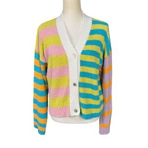 Rails Geneva Mixed Stripe Oversized Cardigan Sweater Size Small